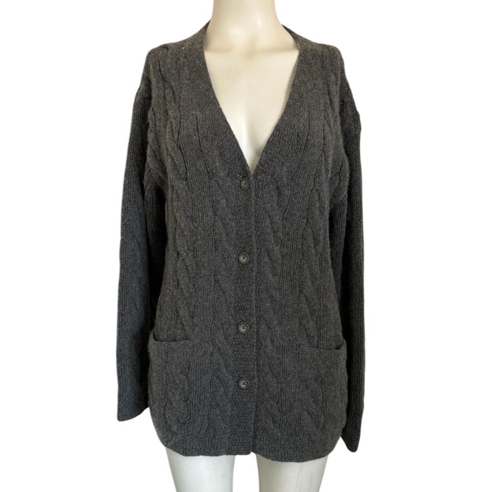 Neiman Marcus 100% Cashmere Cable Knit Cardigan Sweater M Soft Think Hand-knit